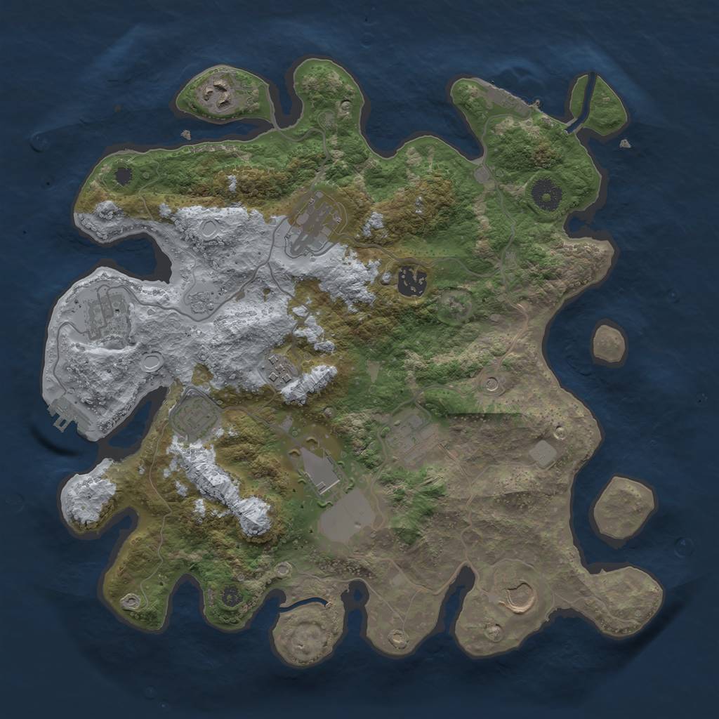 Rust Map: Procedural Map, Size: 3500, Seed: 631383, 16 Monuments