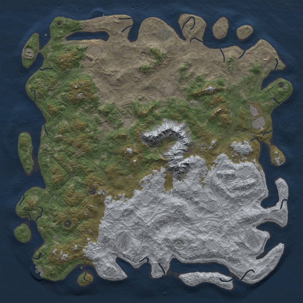 Rust Map: Procedural Map, Size: 6000, Seed: 2035748942, 18 Monuments