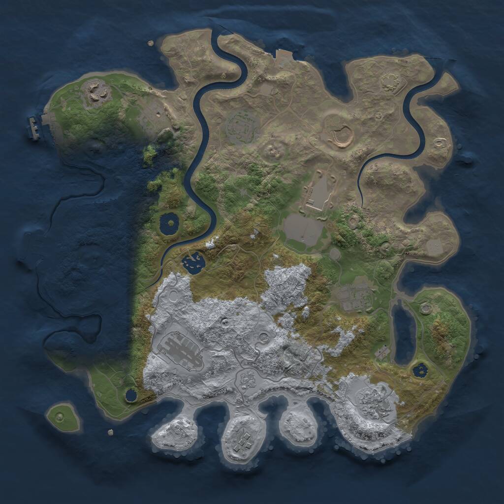 Rust Map: Procedural Map, Size: 3500, Seed: 21347, 16 Monuments