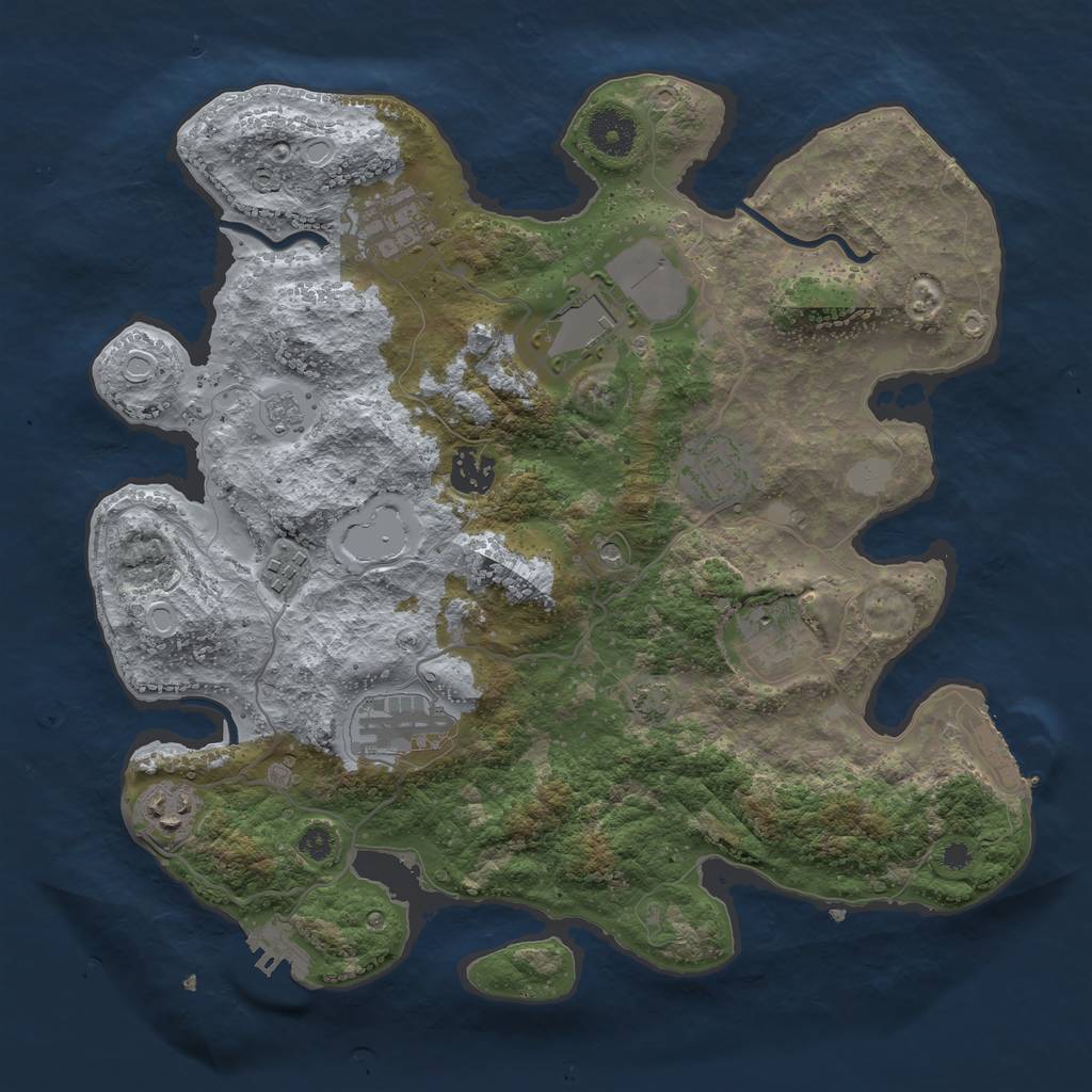Rust Map: Procedural Map, Size: 3500, Seed: 648251, 16 Monuments