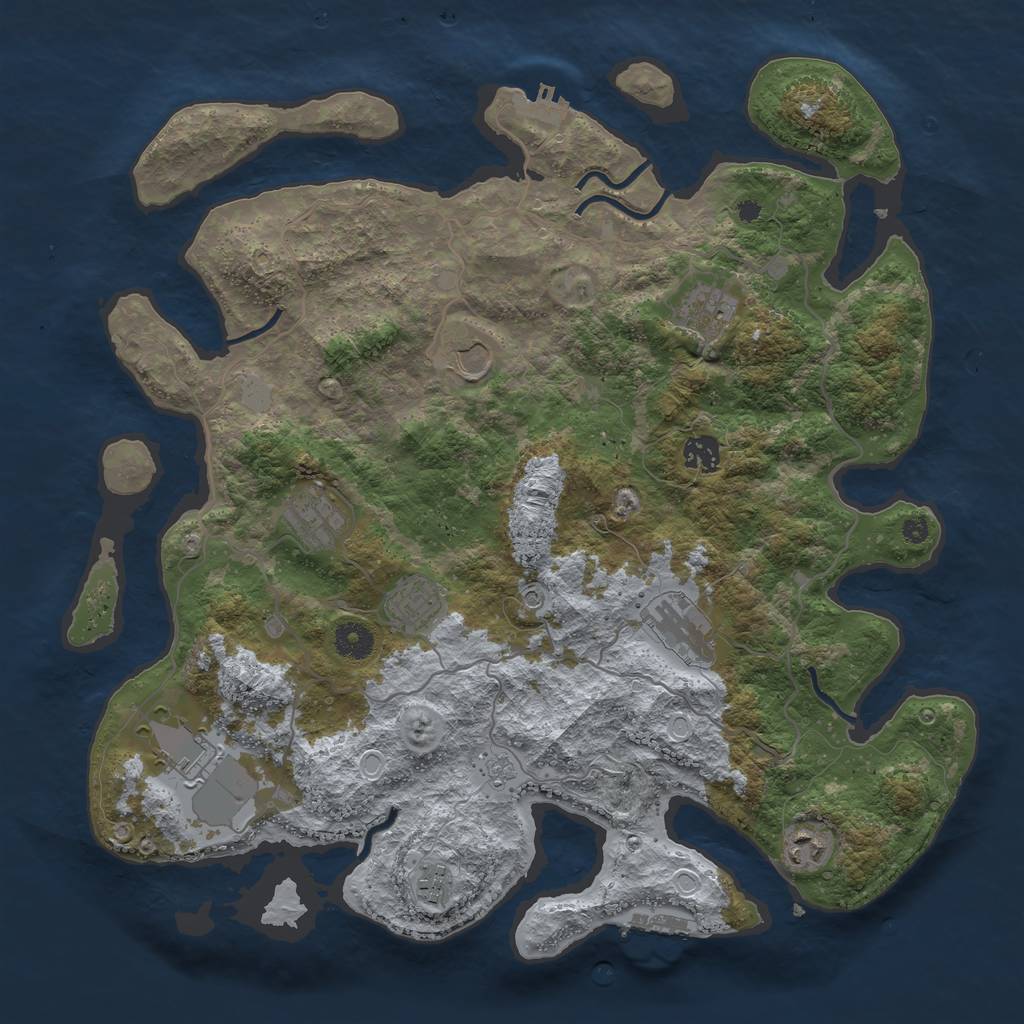 Rust Map: Procedural Map, Size: 4000, Seed: 145287198, 16 Monuments