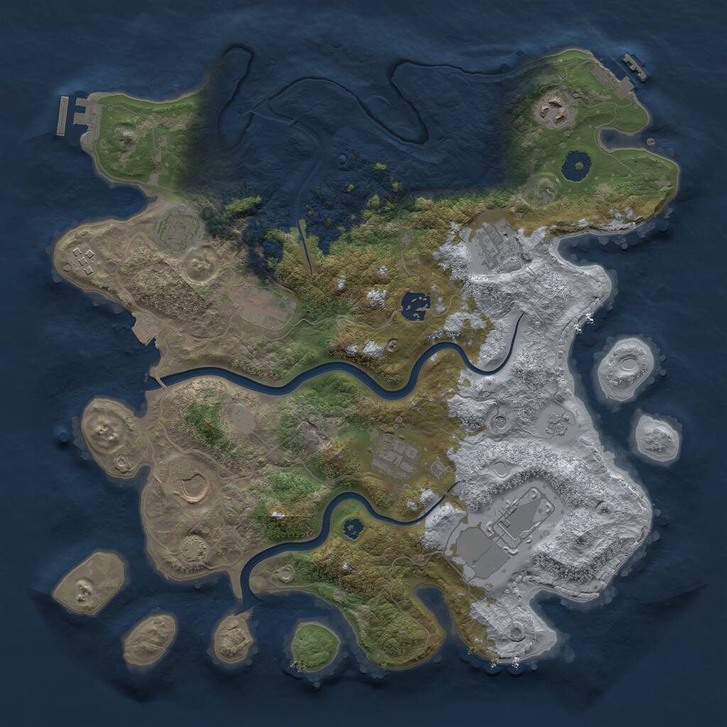 Rust Map: Procedural Map, Size: 3700, Seed: 1262090775, 15 Monuments