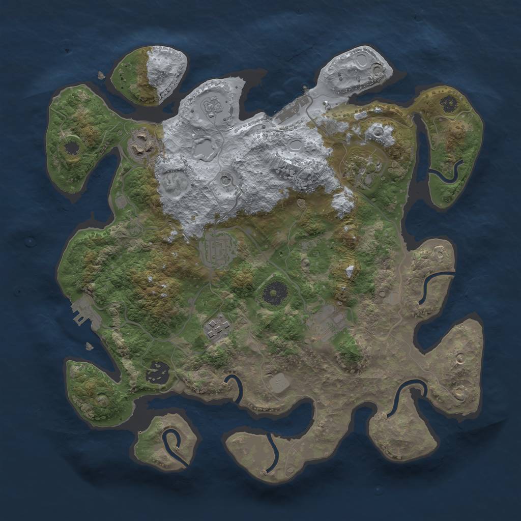 Rust Map: Procedural Map, Size: 3250, Seed: 486572199, 13 Monuments