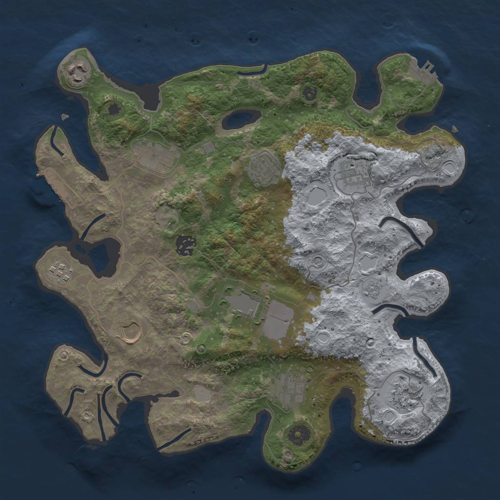 Rust Map: Procedural Map, Size: 3500, Seed: 840173094, 17 Monuments