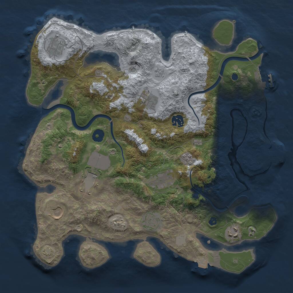 Rust Map: Procedural Map, Size: 3550, Seed: 311599, 15 Monuments