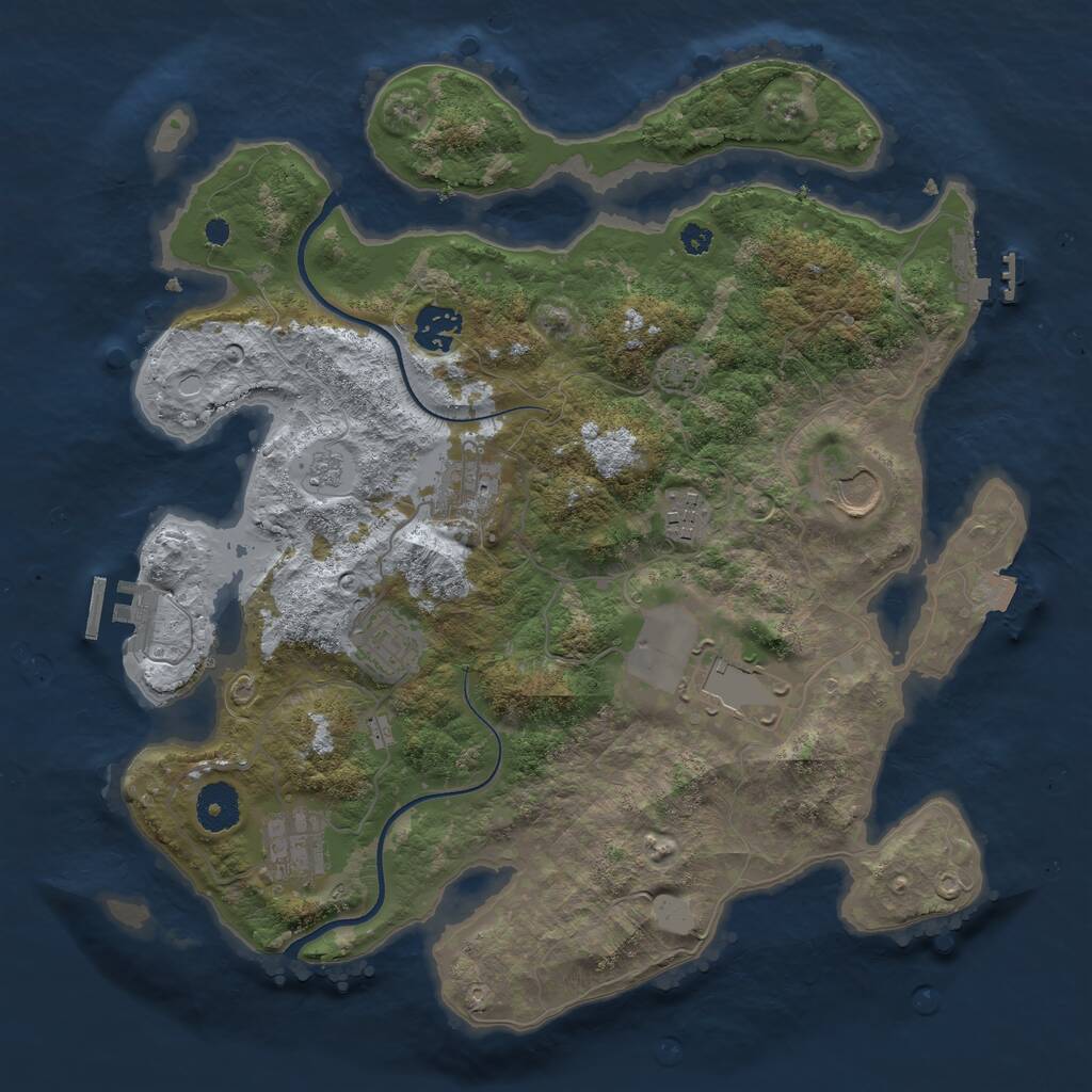 Rust Map: Procedural Map, Size: 3500, Seed: 2365, 12 Monuments