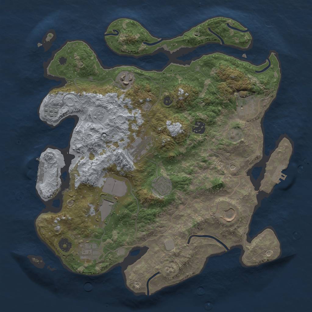 Rust Map: Procedural Map, Size: 3500, Seed: 2365, 16 Monuments