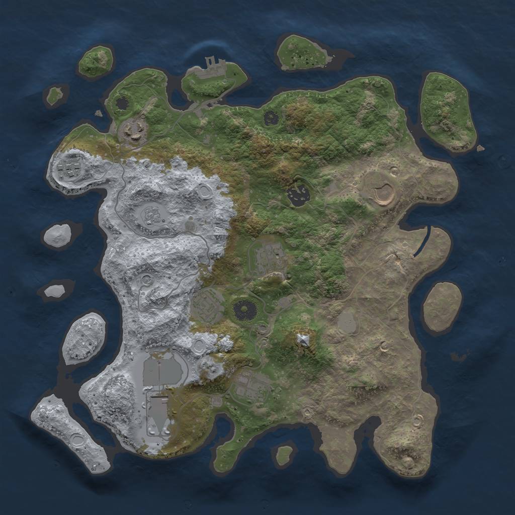 Rust Map: Procedural Map, Size: 3500, Seed: 1777584847, 14 Monuments