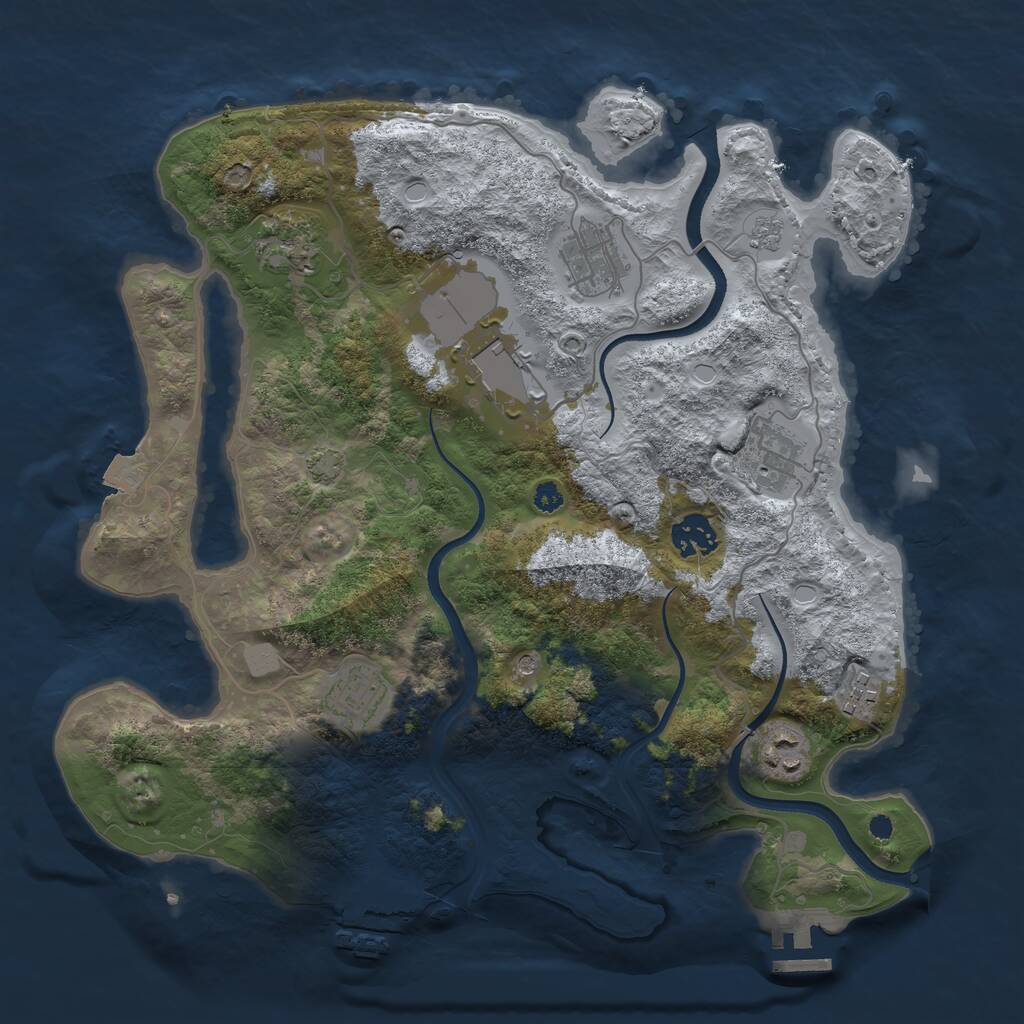 Rust Map: Procedural Map, Size: 3500, Seed: 1179115267, 14 Monuments