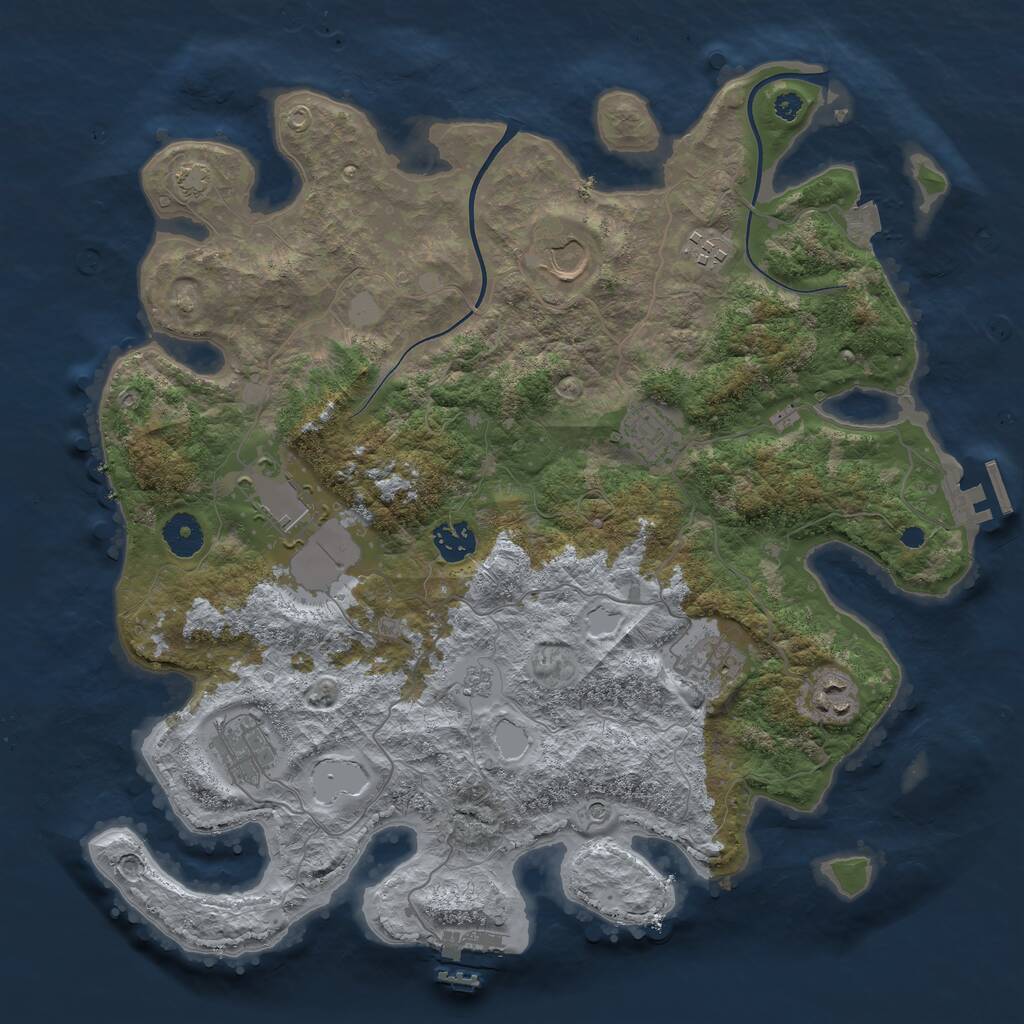Rust Map: Procedural Map, Size: 3750, Seed: 1297293420, 14 Monuments