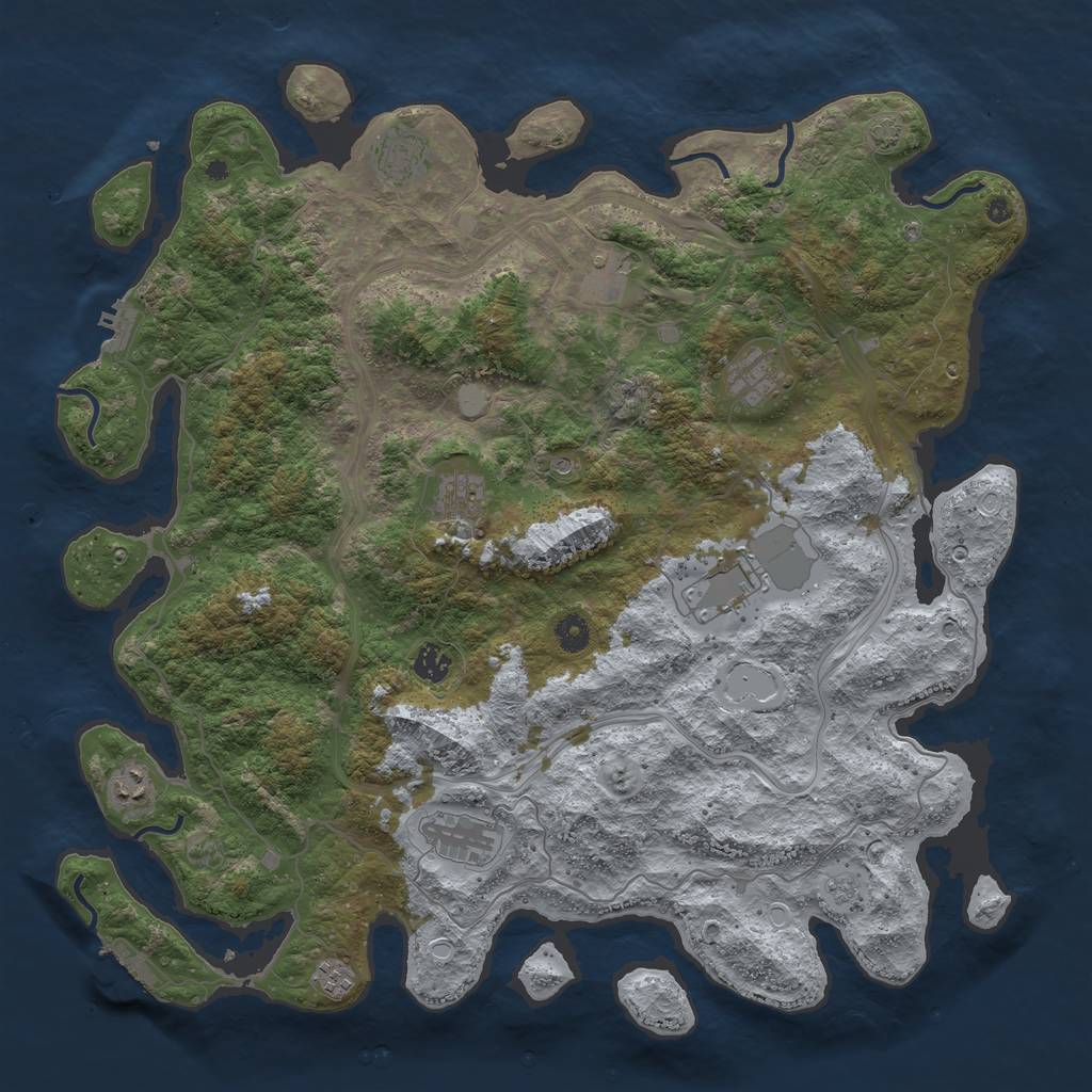 Rust Map: Procedural Map, Size: 4500, Seed: 152700266, 17 Monuments