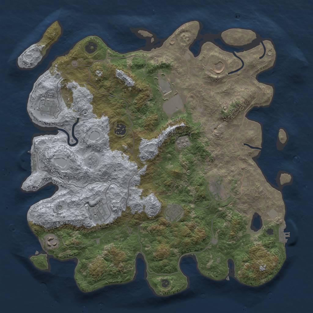 Rust Map: Procedural Map, Size: 4000, Seed: 146825, 16 Monuments