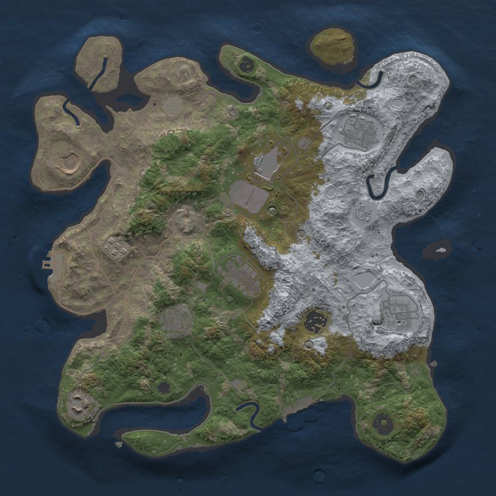 Rust Map: Procedural Map, Size: 3500, Seed: 1599214130, 16 Monuments