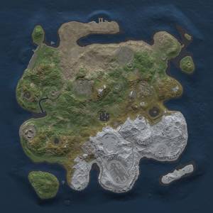 Thumbnail Rust Map: Procedural Map, Size: 3049, Seed: 1627504472, 14 Monuments