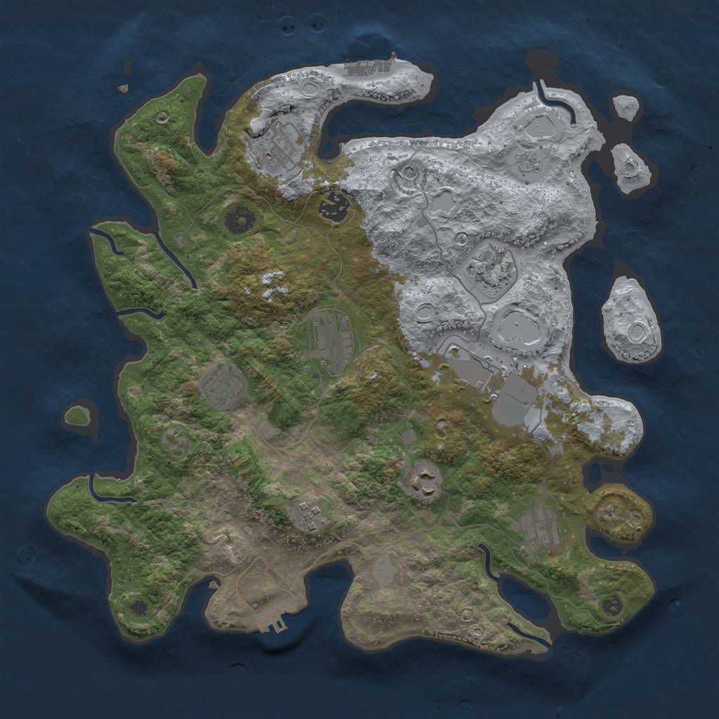 Rust Map: Procedural Map, Size: 3700, Seed: 2052506212, 16 Monuments