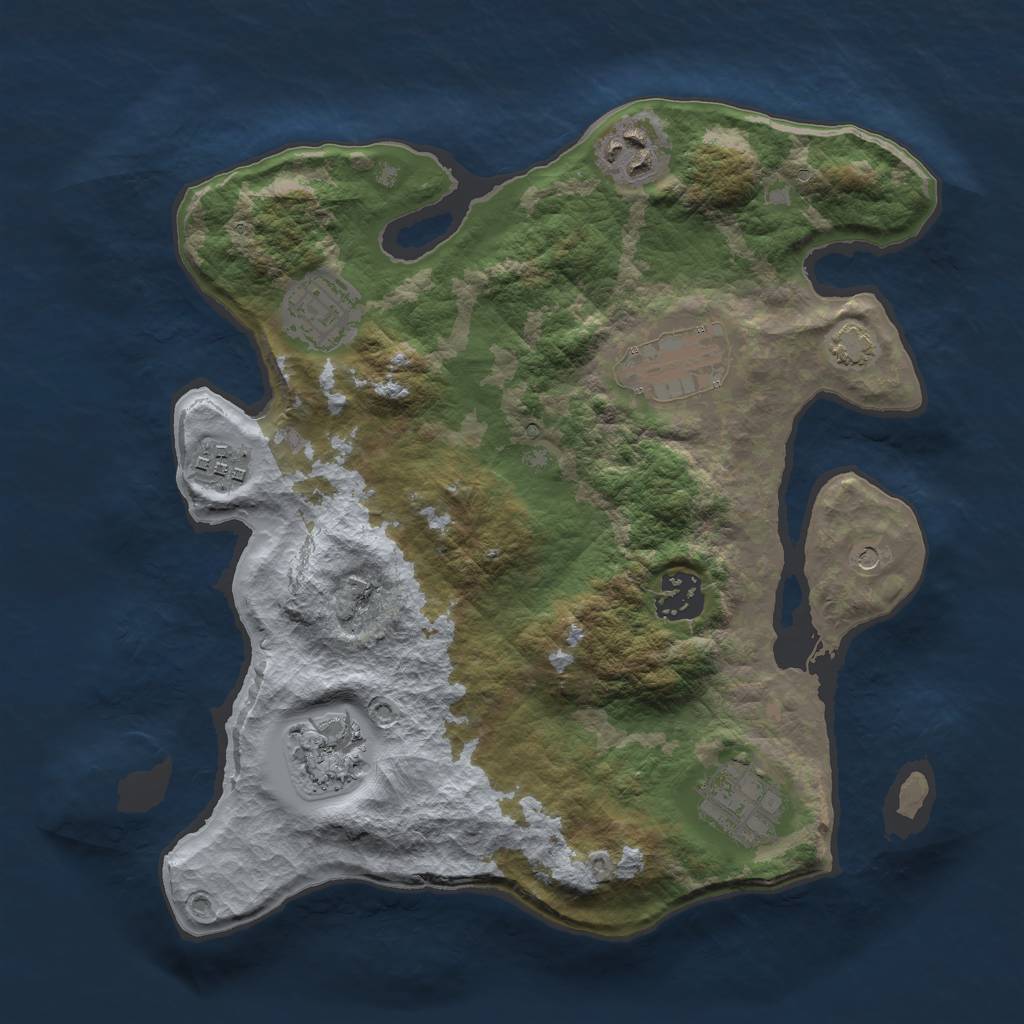 Rust Map: Barren, Size: 3000, Seed: 2109006246, 11 Monuments