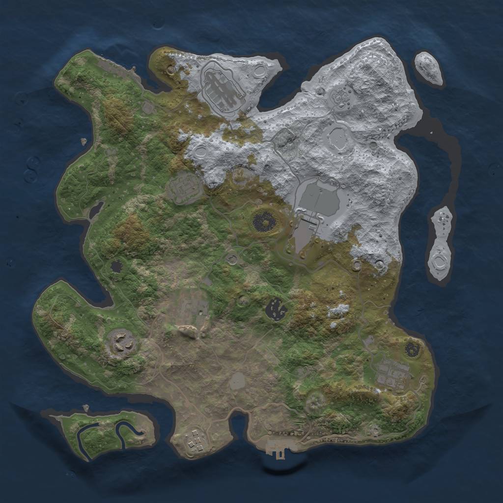 Rust Map: Procedural Map, Size: 3500, Seed: 1761578301, 15 Monuments