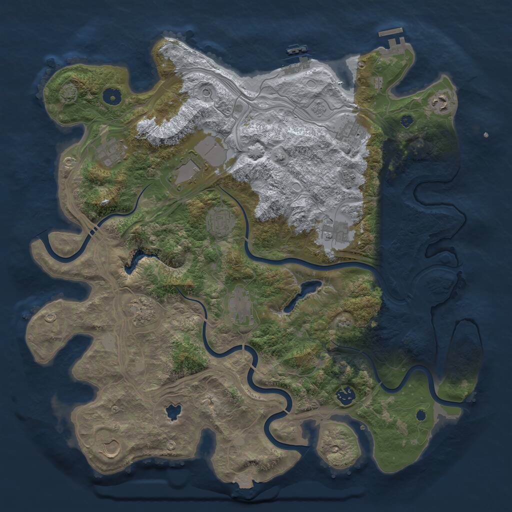 Rust Map: Procedural Map, Size: 4250, Seed: 964006827, 17 Monuments