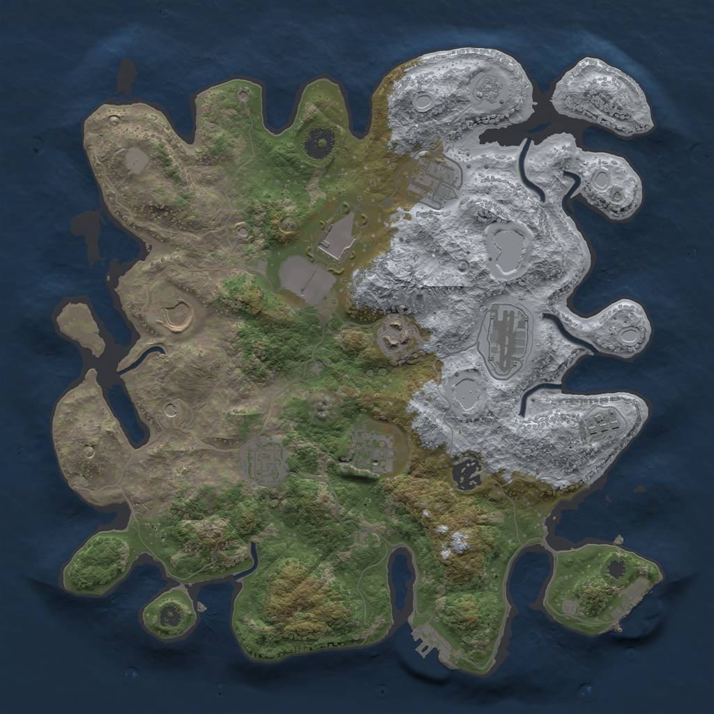 Rust Map: Procedural Map, Size: 3500, Seed: 655029588, 16 Monuments