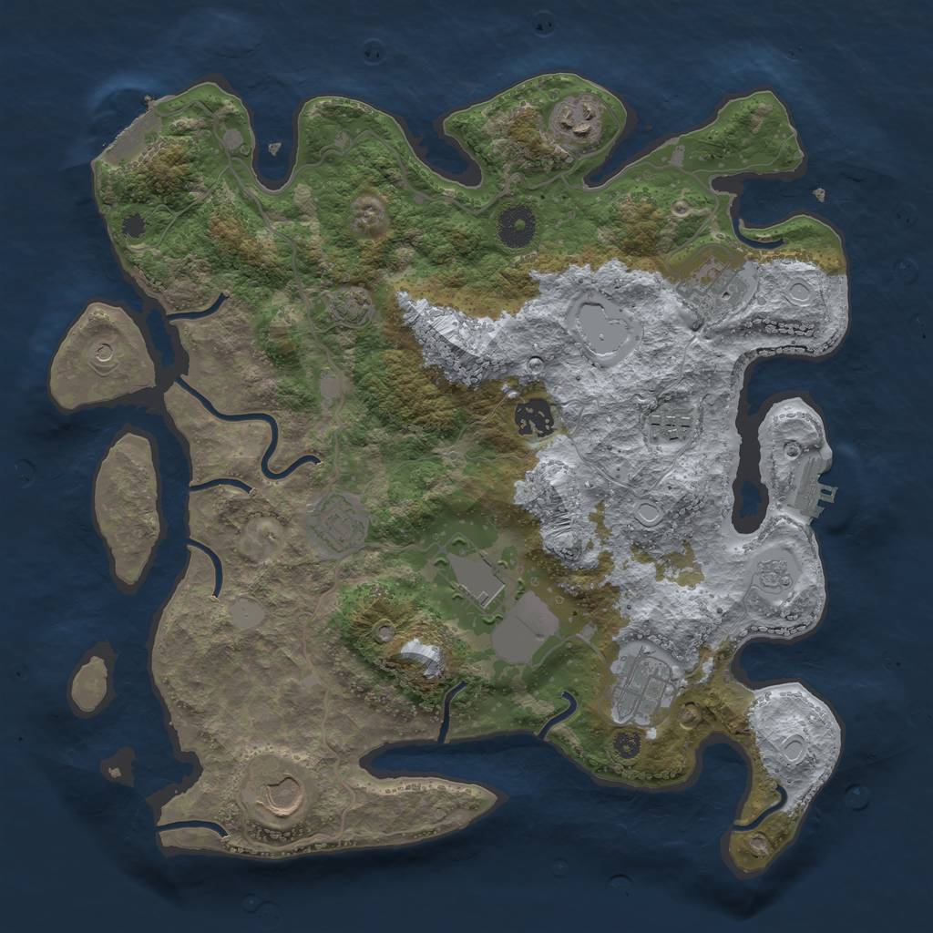 Rust Map: Procedural Map, Size: 3500, Seed: 1877040748, 16 Monuments