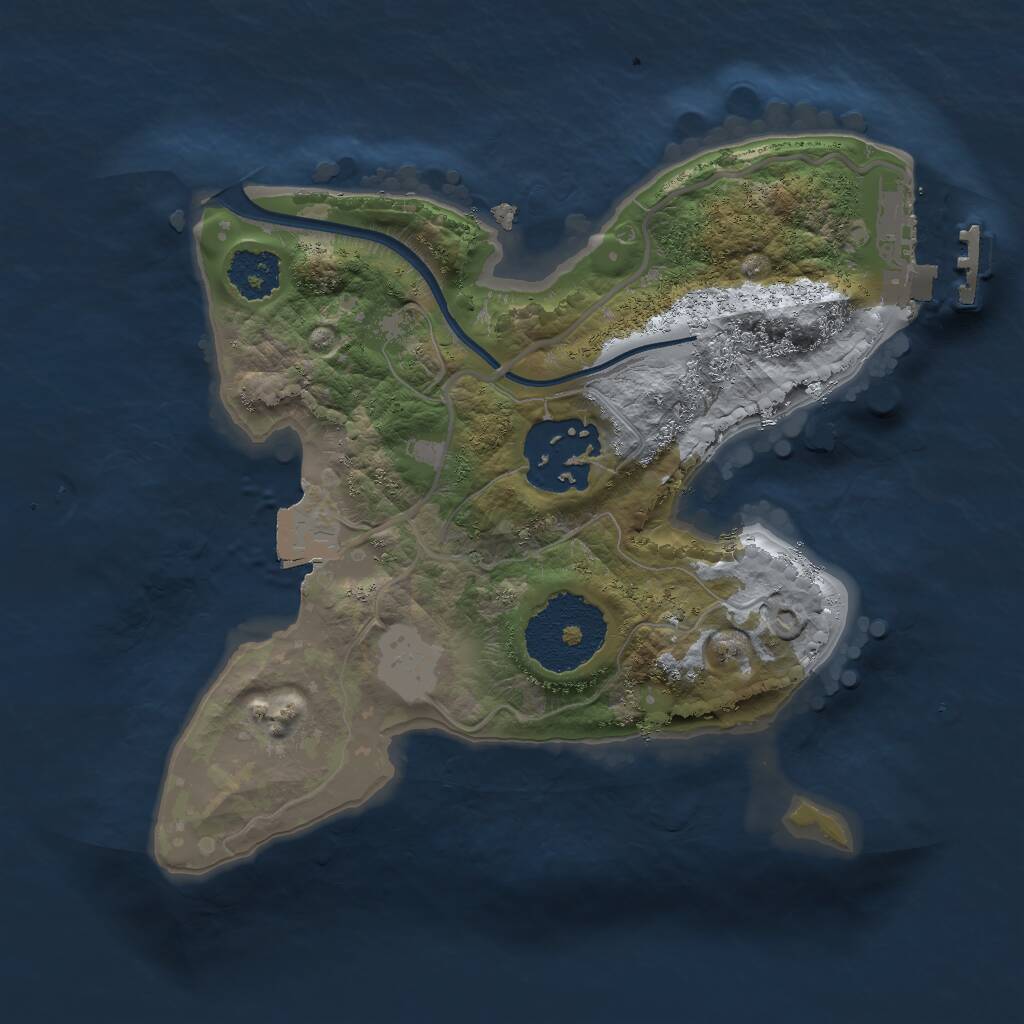 Rust Map: Procedural Map, Size: 2000, Seed: 1917915509, 3 Monuments