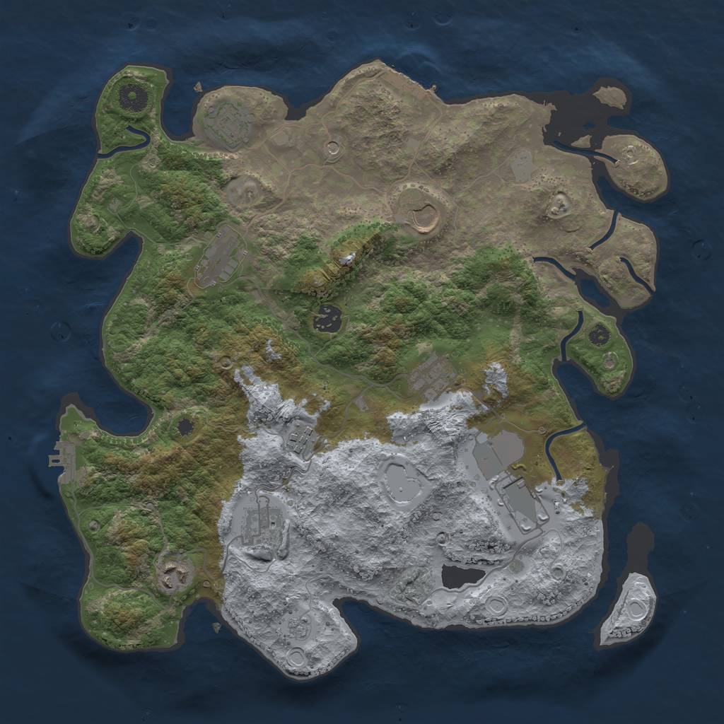 Rust Map: Procedural Map, Size: 3750, Seed: 508847977, 16 Monuments