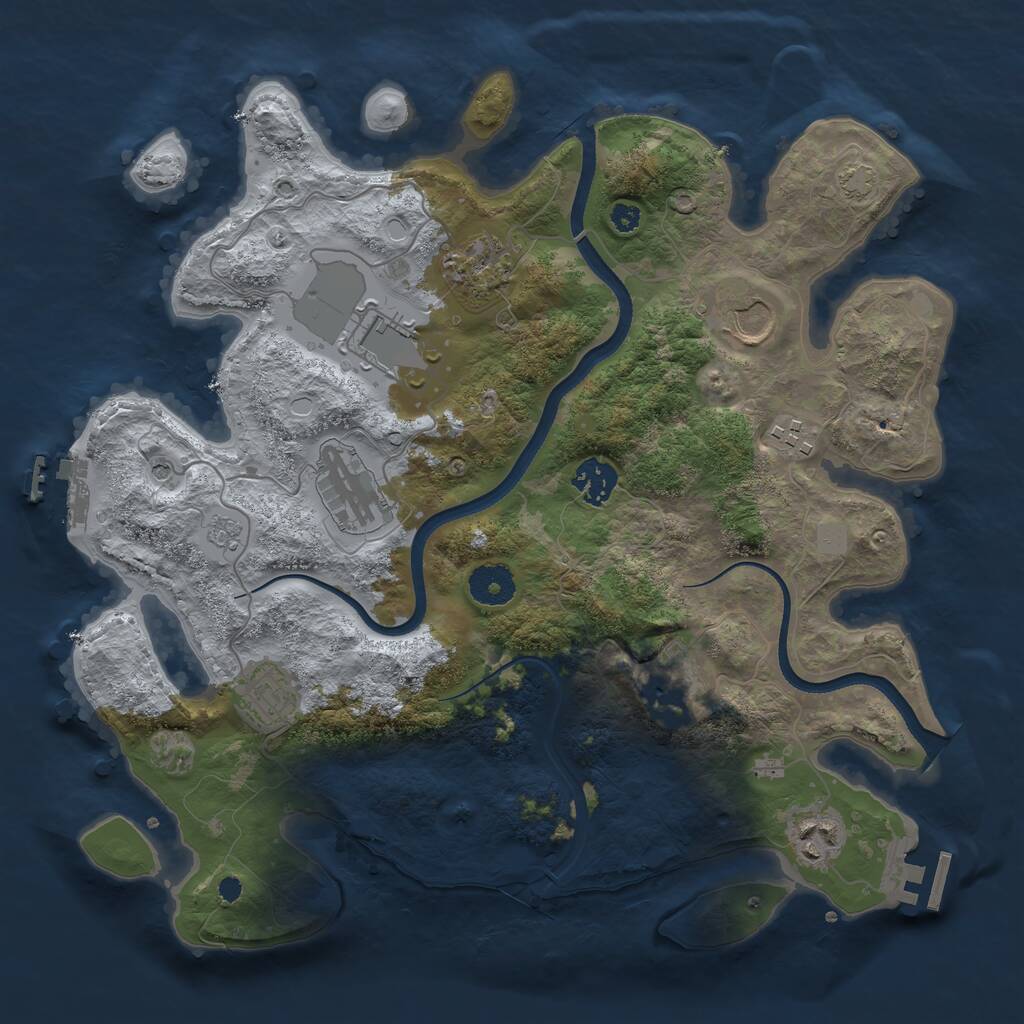 Rust Map: Procedural Map, Size: 3500, Seed: 793300979, 15 Monuments