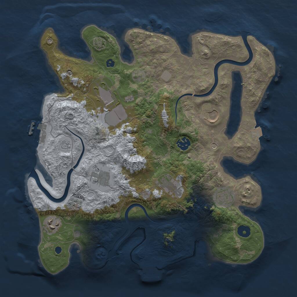 Rust Map: Procedural Map, Size: 3500, Seed: 1597762618, 14 Monuments
