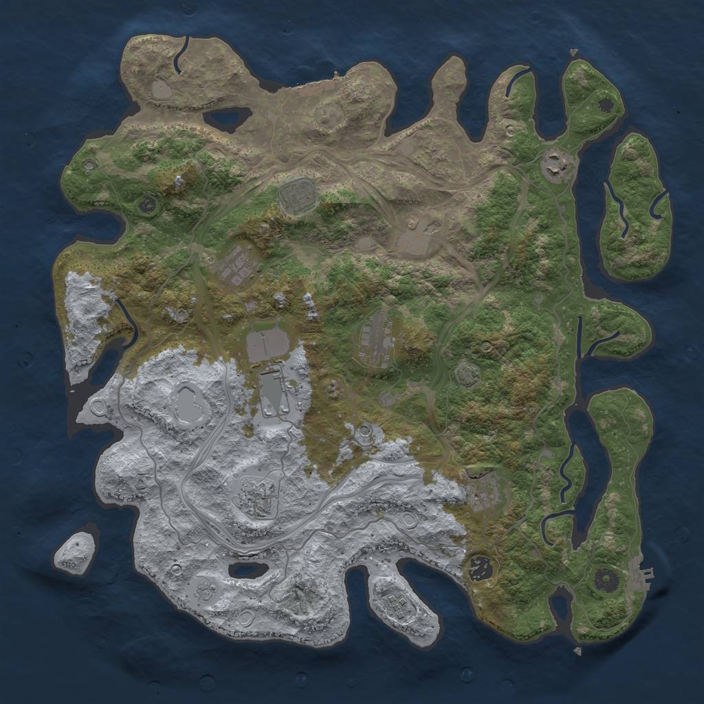 Rust Map: Procedural Map, Size: 4250, Seed: 1231112399, 18 Monuments