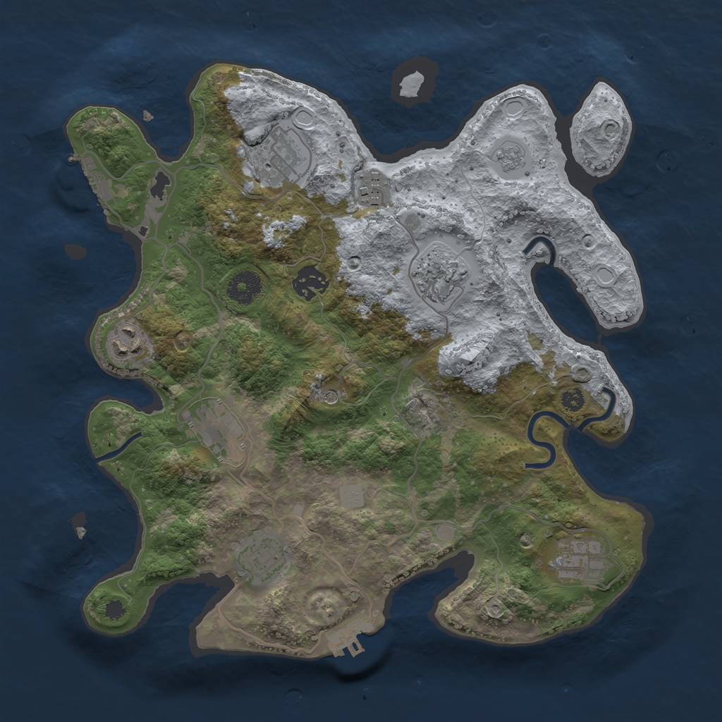 Rust Map: Procedural Map, Size: 3250, Seed: 579118750, 15 Monuments
