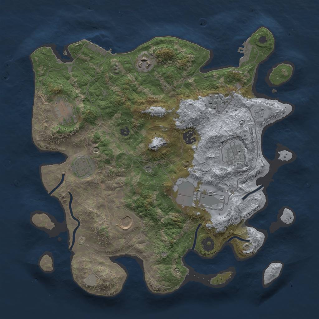 Rust Map: Procedural Map, Size: 3500, Seed: 1594119244, 15 Monuments