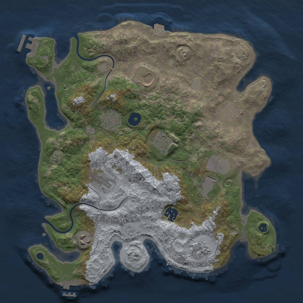 Rust Map: Procedural Map, Size: 3500, Seed: 24088, 14 Monuments