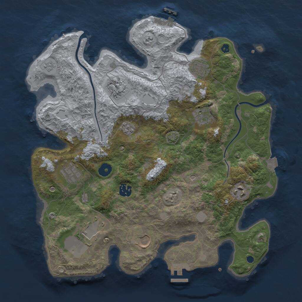 Rust Map: Procedural Map, Size: 3500, Seed: 1882318042, 15 Monuments