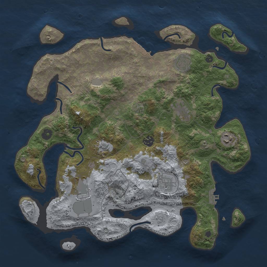 Rust Map: Procedural Map, Size: 3700, Seed: 1929493997, 14 Monuments