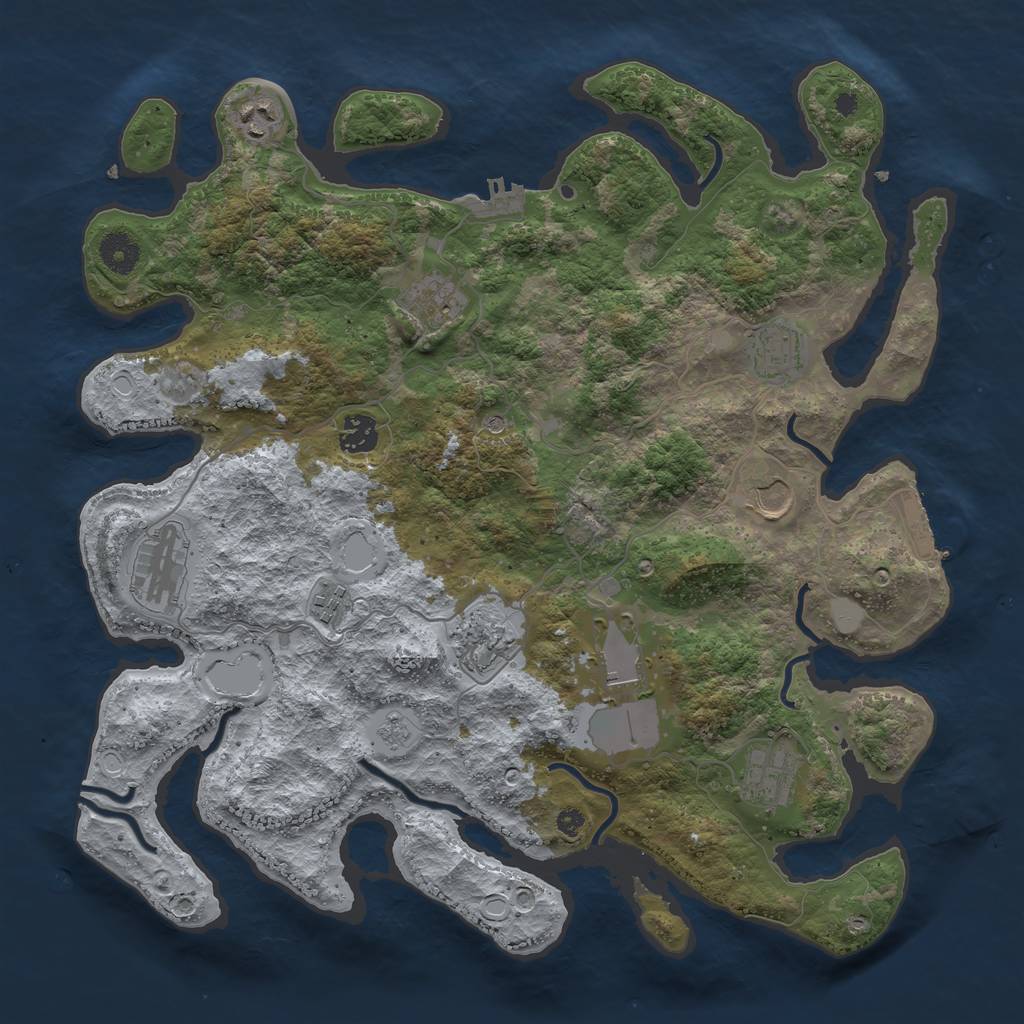 Rust Map: Procedural Map, Size: 3850, Seed: 5356213, 17 Monuments