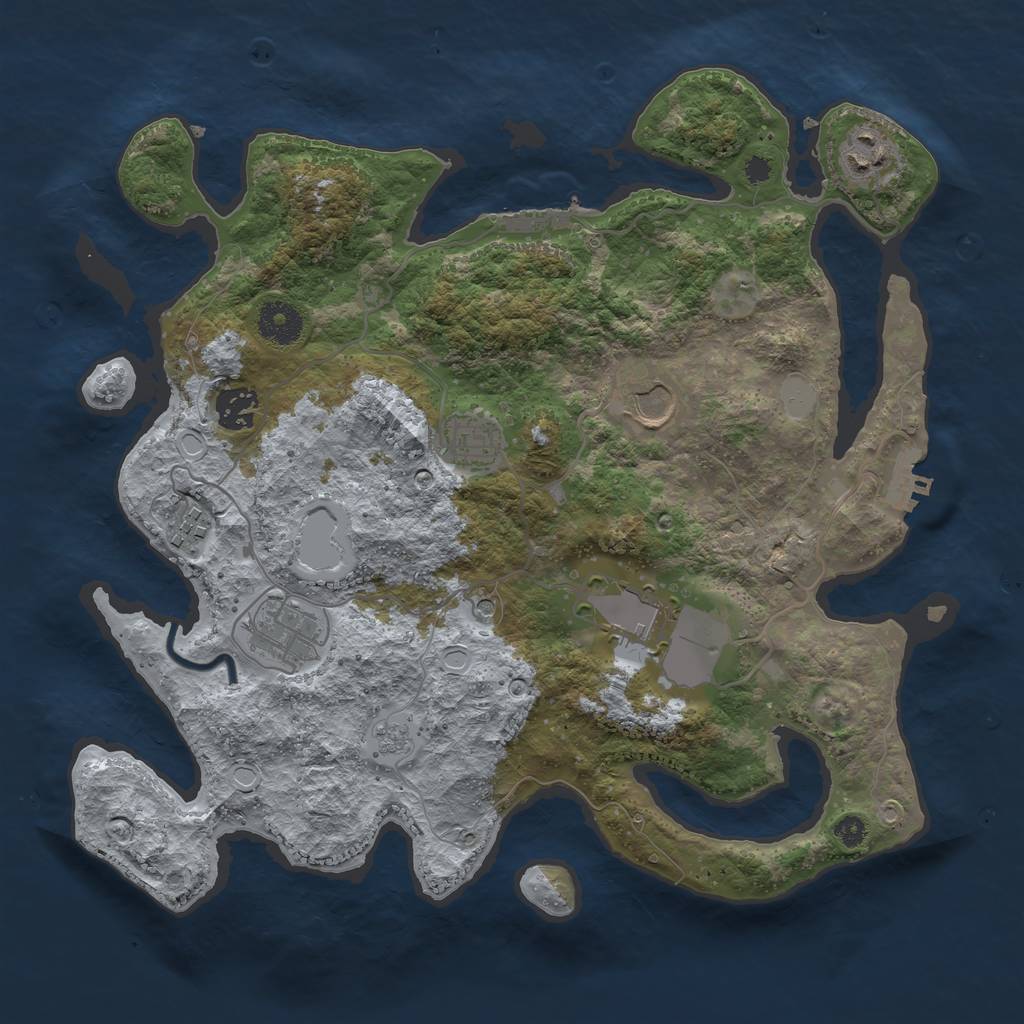 Rust Map: Procedural Map, Size: 3500, Seed: 288186888, 14 Monuments