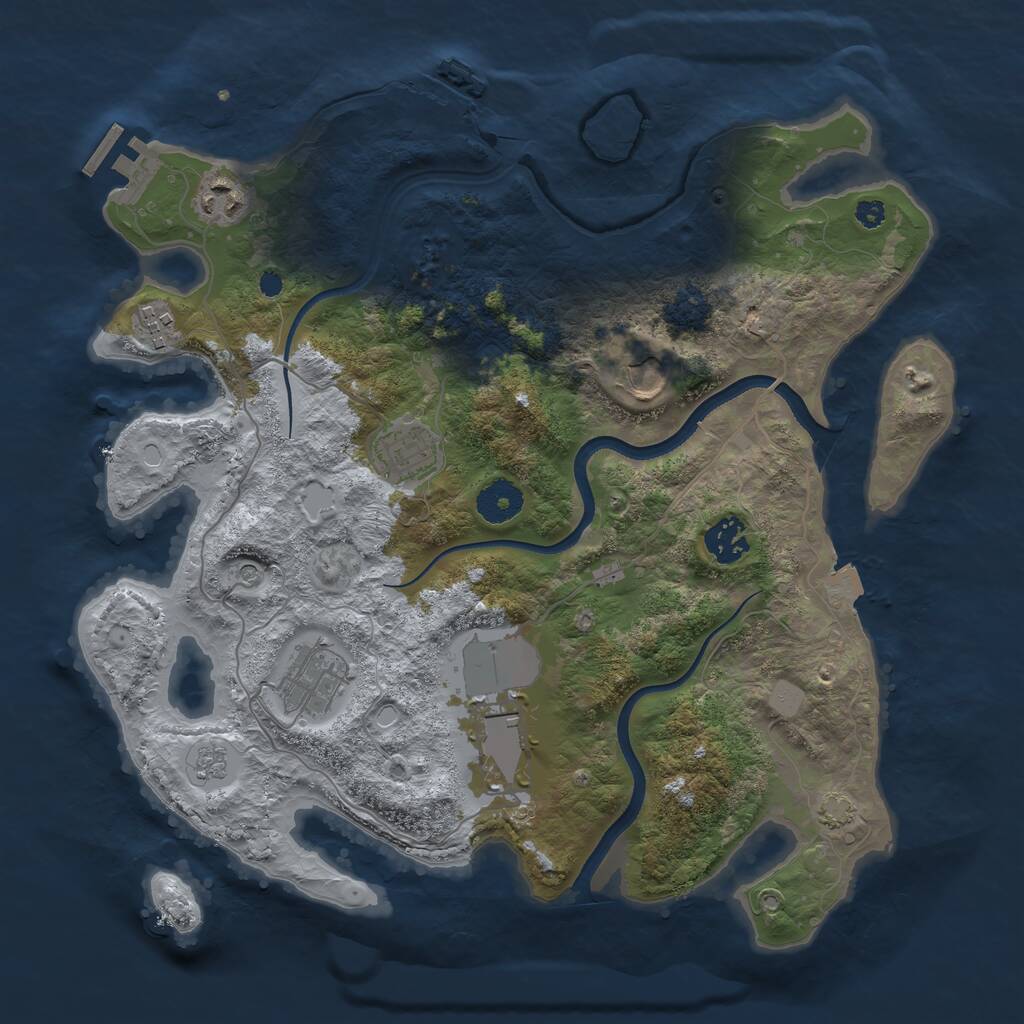 Rust Map: Procedural Map, Size: 3500, Seed: 20230331, 13 Monuments