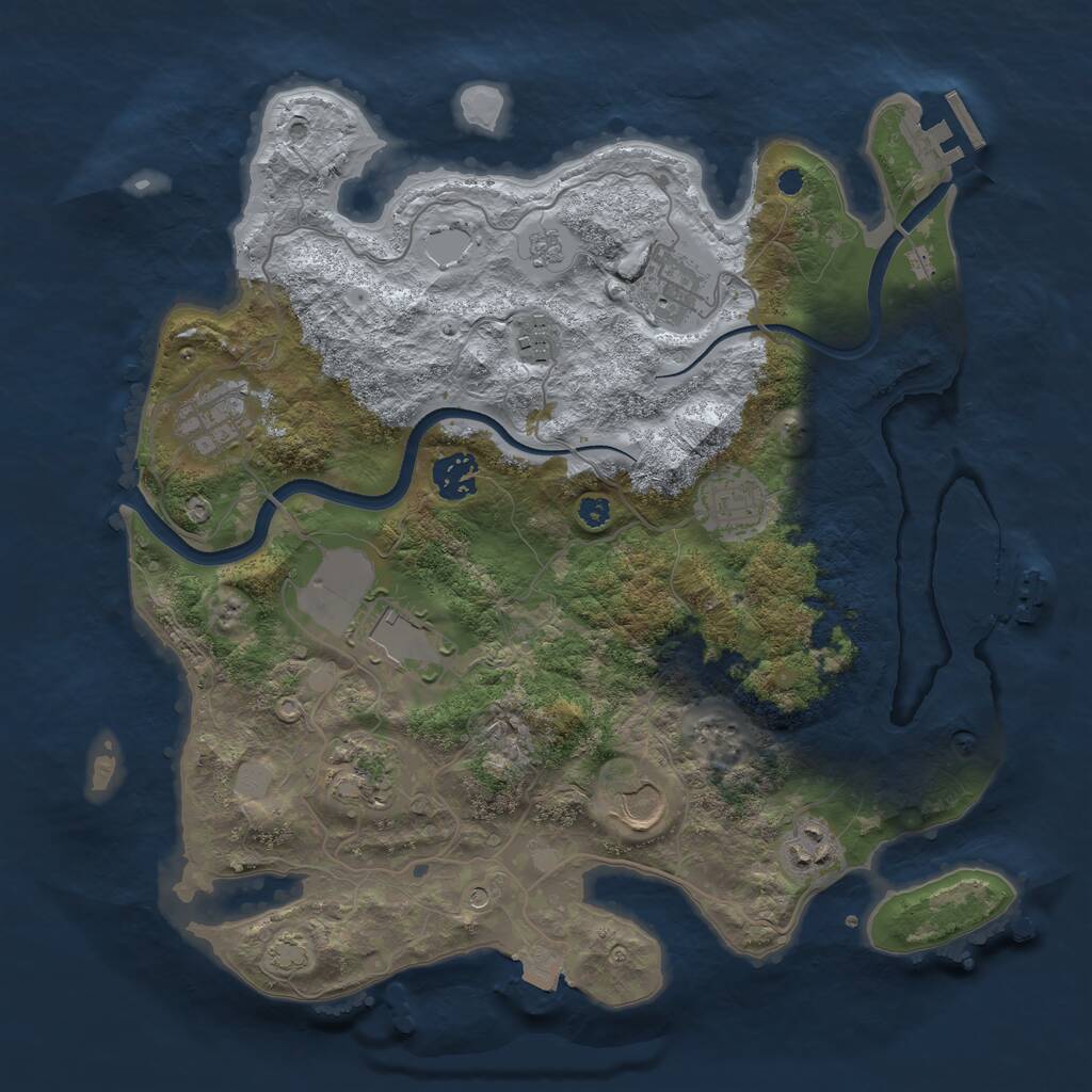 Rust Map: Procedural Map, Size: 3500, Seed: 59313475, 15 Monuments