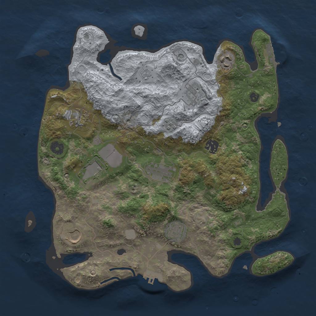Rust Map: Procedural Map, Size: 3500, Seed: 59313475, 16 Monuments