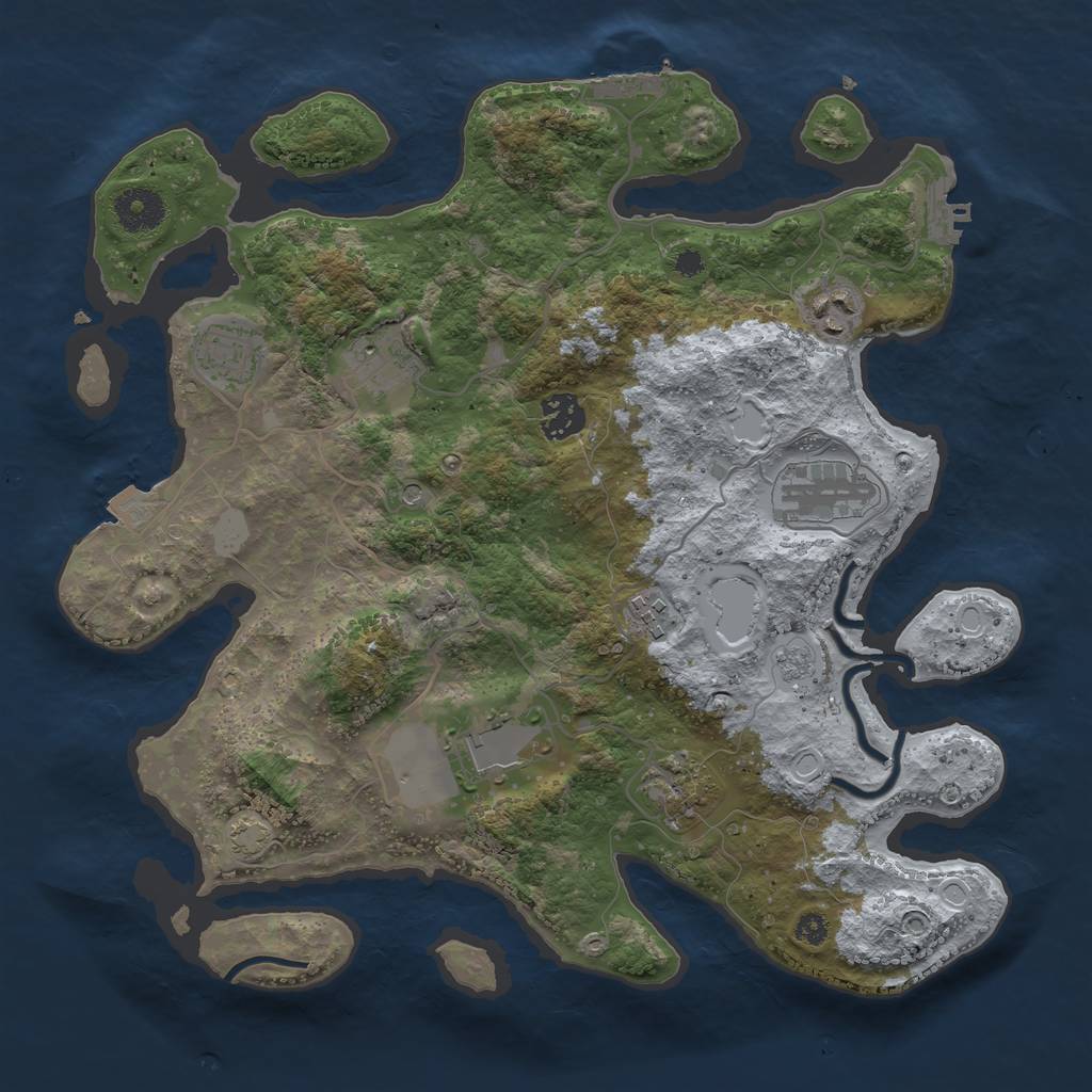 Rust Map: Procedural Map, Size: 3500, Seed: 127496544, 16 Monuments