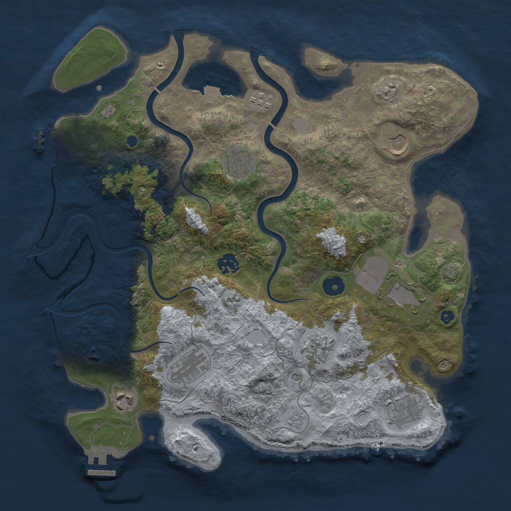 Rust Map: Procedural Map, Size: 3700, Seed: 998788700, 15 Monuments