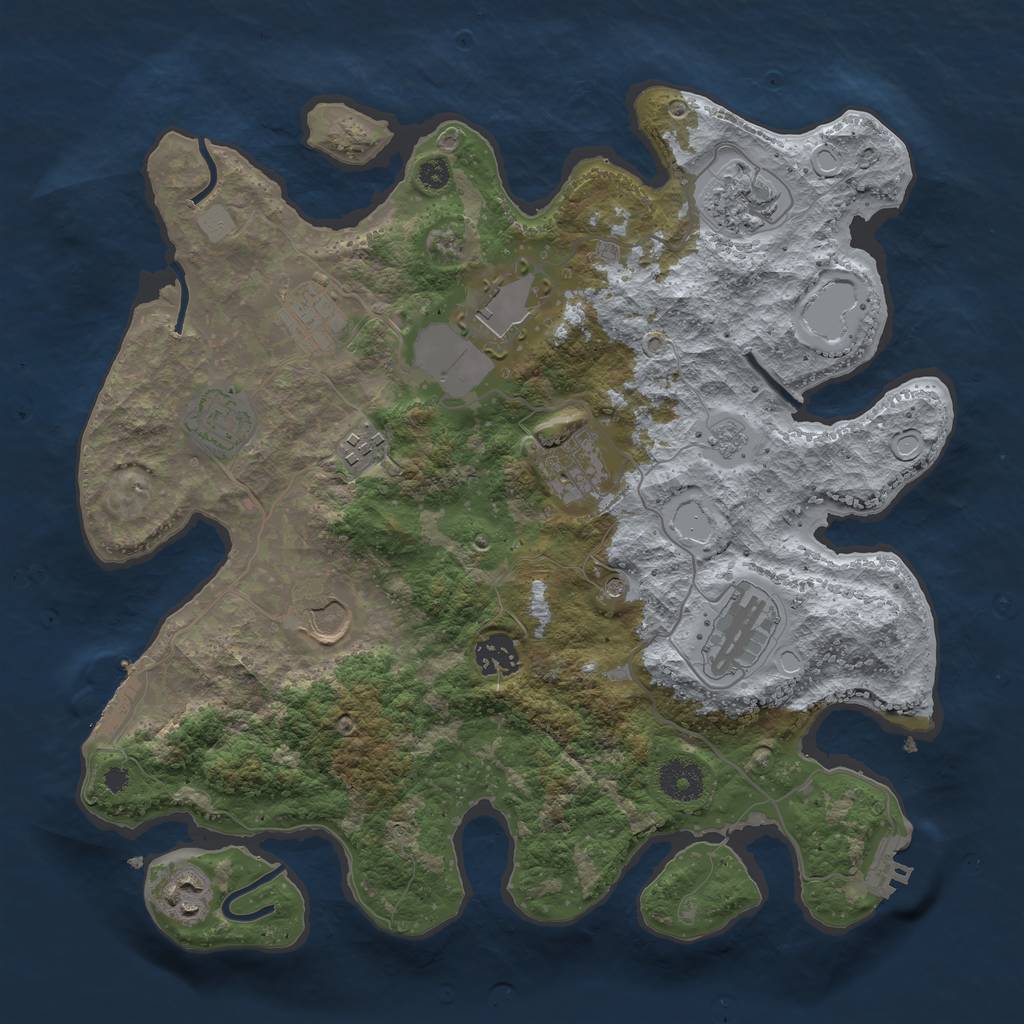 Rust Map: Procedural Map, Size: 3500, Seed: 981385415, 17 Monuments