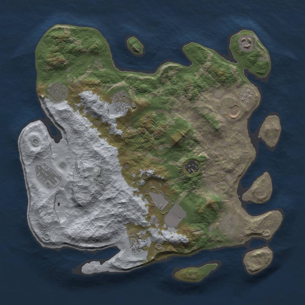 Rust Map: Barren, Size: 3500, Seed: 302530963, 13 Monuments