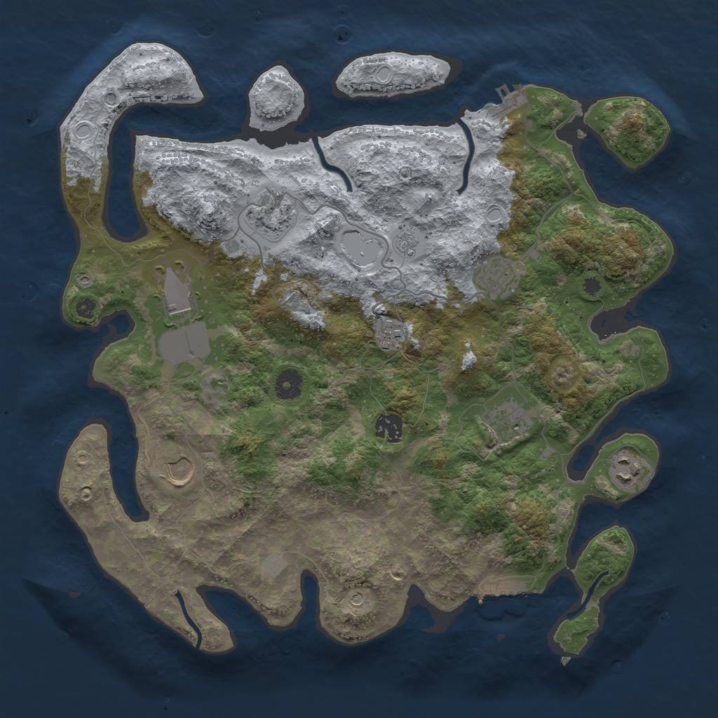 Rust Map: Procedural Map, Size: 3700, Seed: 335512, 15 Monuments