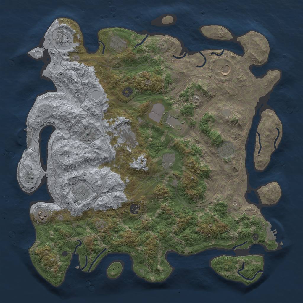 Rust Map: Procedural Map, Size: 4400, Seed: 80313028, 18 Monuments