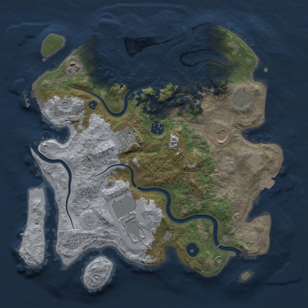 Rust Map: Procedural Map, Size: 3500, Seed: 822250, 13 Monuments
