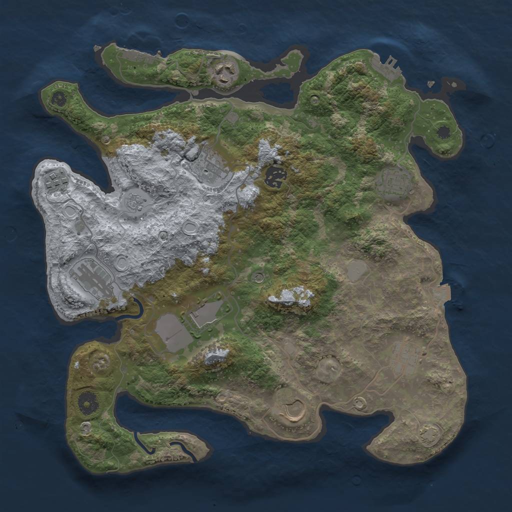 Rust Map: Procedural Map, Size: 3500, Seed: 1435642650, 17 Monuments
