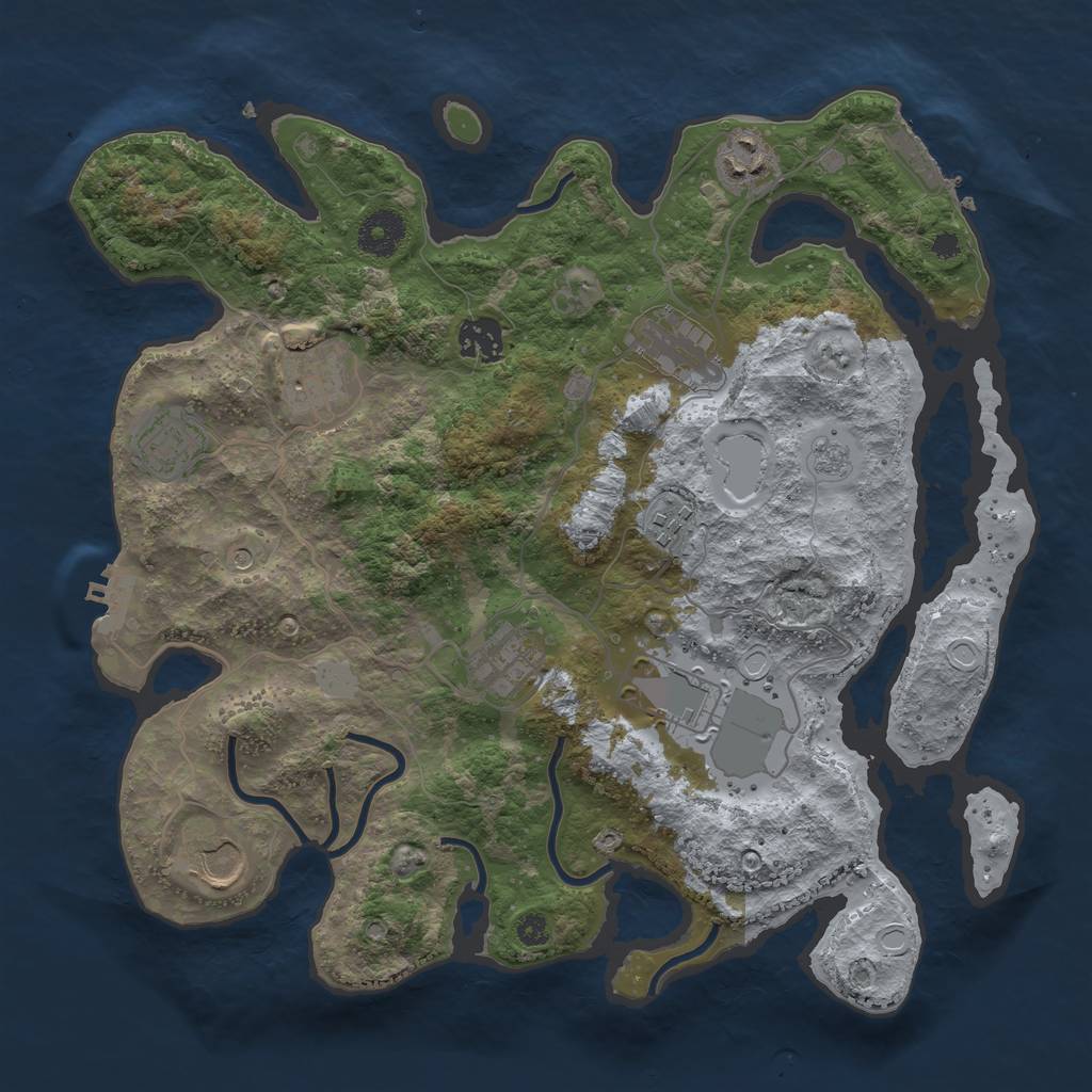 Rust Map: Procedural Map, Size: 3500, Seed: 1674, 16 Monuments