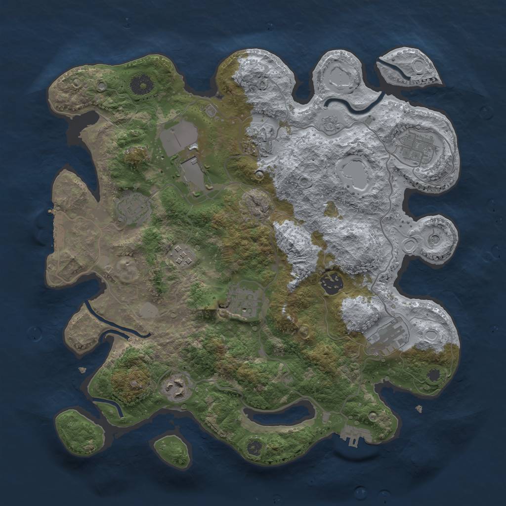 Rust Map: Procedural Map, Size: 3500, Seed: 3003, 16 Monuments