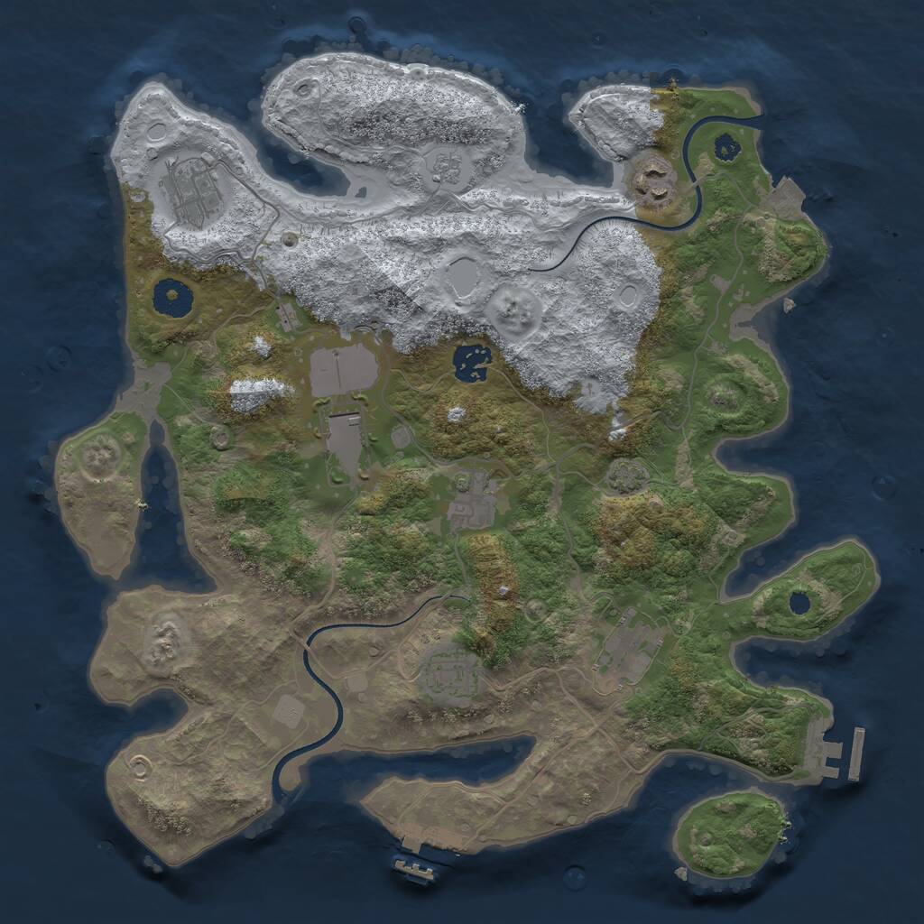 Rust Map: Procedural Map, Size: 3500, Seed: 1017448528, 12 Monuments